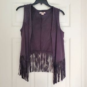 GUC Juniors Mossimo Suede Fringe Vest, XS/S